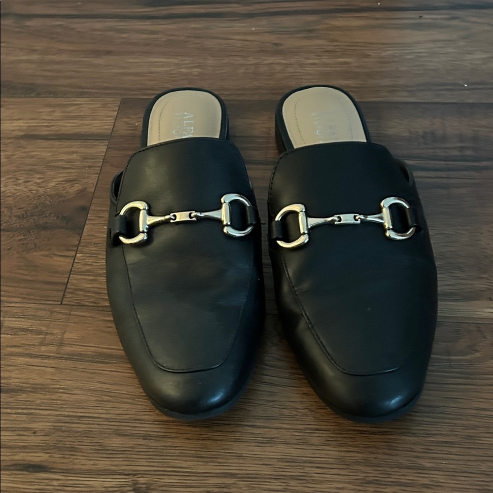 Black Mules with Gold Accent